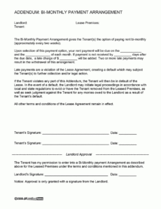 biweekly payment arrangement  ezlandlordforms rent payment form template doc