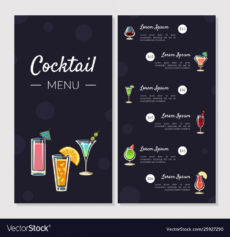 cocktail menu template alcoholic bar menu vector image bar drinks menu template