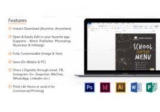 editable school canteen menu design template in psd word publisher school canteen menu template doc