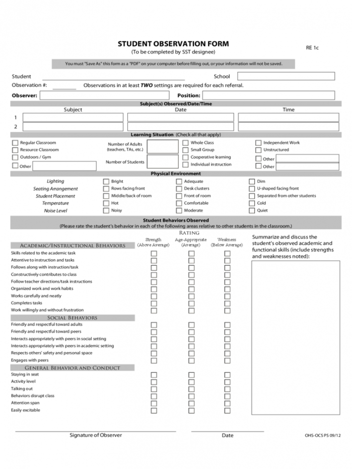 Pupil Report Template