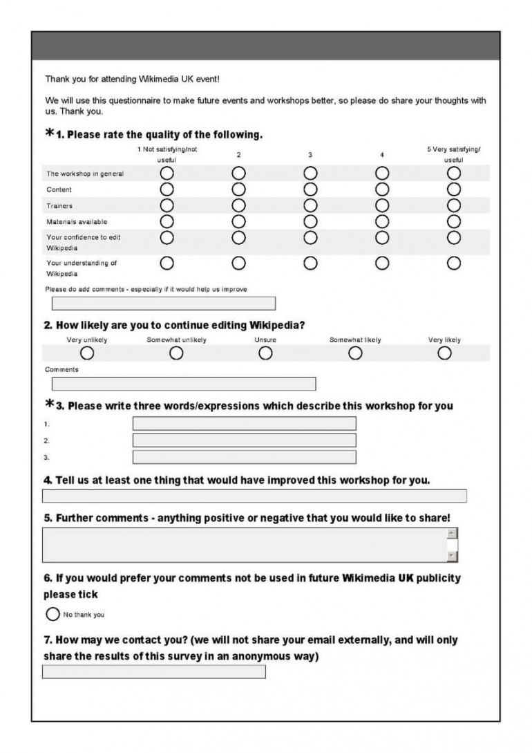 Customer Survey Form Template