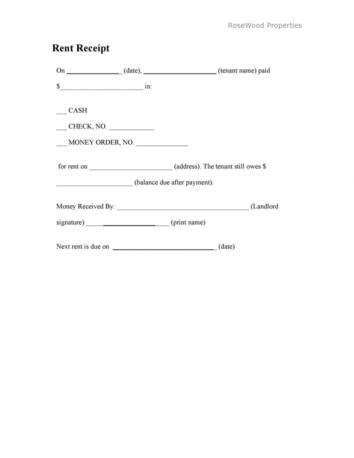 Free 49 Printable Rent Receipts Free Templates ᐅ Templatelab Rent Payment Form Template PDF ...