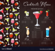 free bar menu design template for cocktail drinks vector image bar drinks menu template