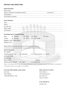 free cake order form  fill online printable fillable blank custom cake order form template doc