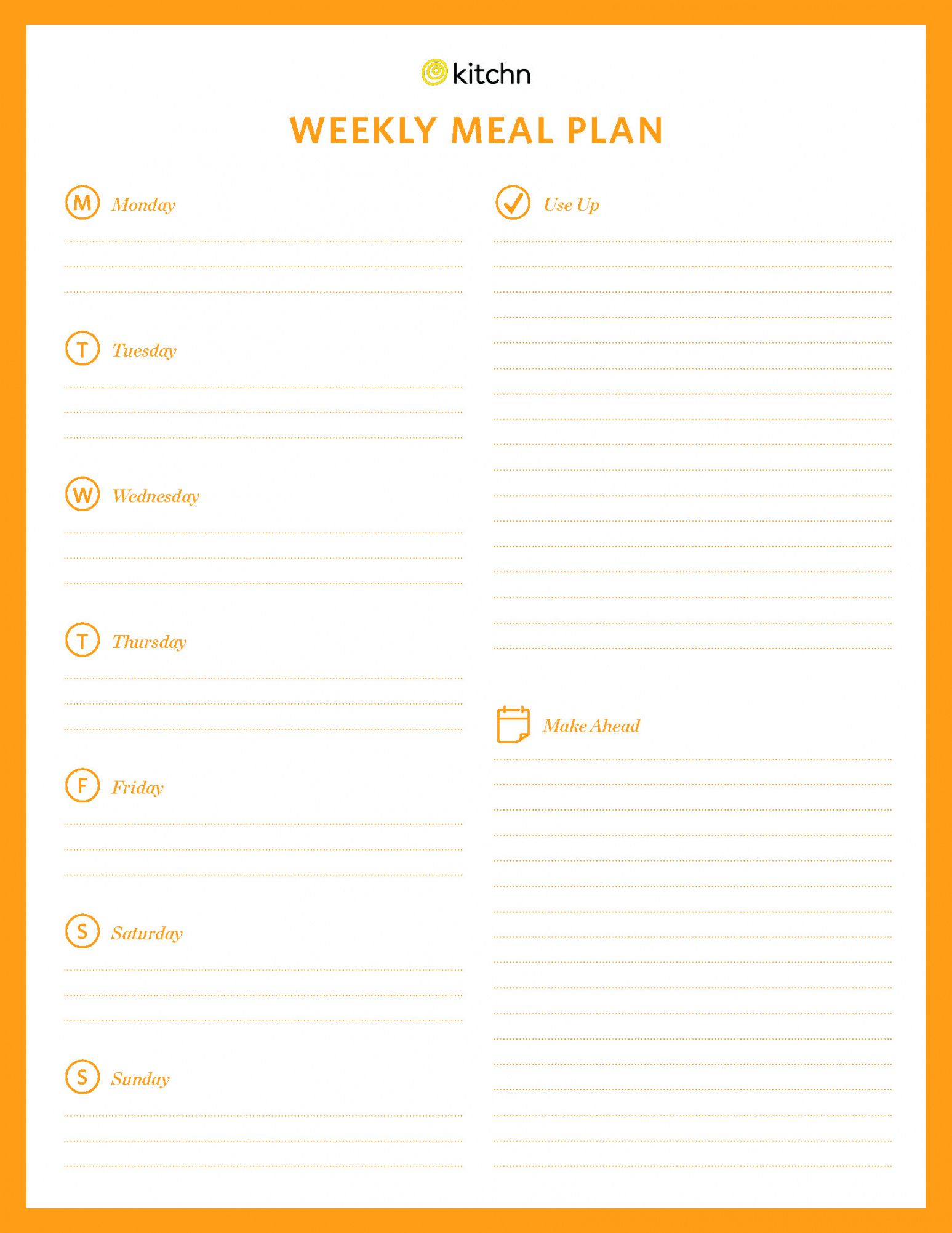 free kitchn's meal plan template  kitchn weekly food menu template example