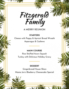 free leaf themed christmas menu template holiday menu template example