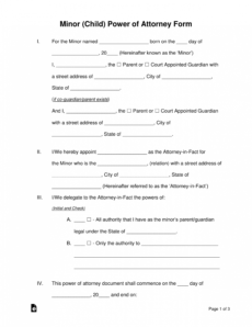 free minor child power of attorney forms  pdf  word  eforms power of attorney child form template word