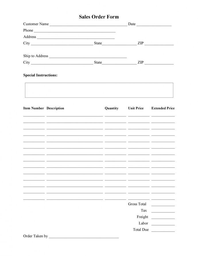 Printable 40 Order Form Templates Work Order Change Order More Custom