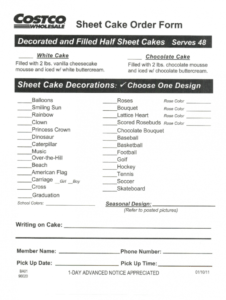 printable costco cake order  fill online printable fillable blank custom cake order form template doc