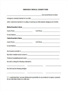 printable free 8 sample emergency consent forms in pdf  ms word emergency medical release form template pdf