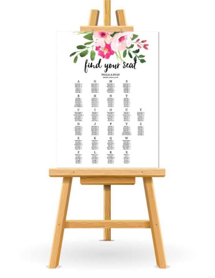 Printable Free Wedding Seating Chart Printable Wedding Reception Seating Chart Poster Template ...