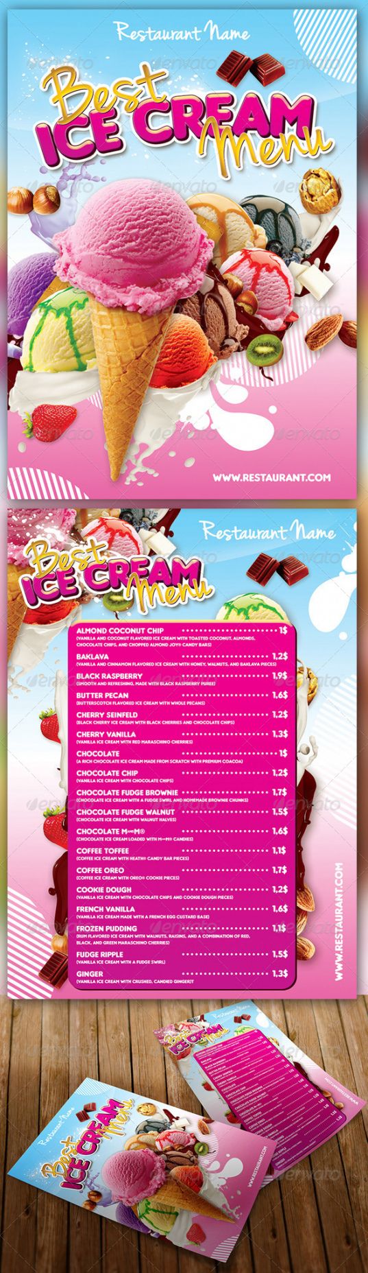 printable ice cream menu ice cream menu template example
