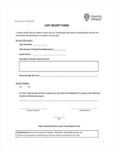 sample free 7 lost receipt forms in ms word  pdf  excel missing receipt form template