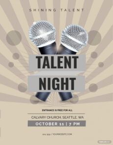 sample free talent show flyer template  word doc  psd  apple talent show poster template example