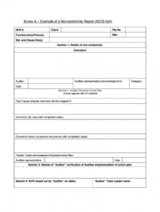 sample non conformance report template excel  fill online non conformance form template doc