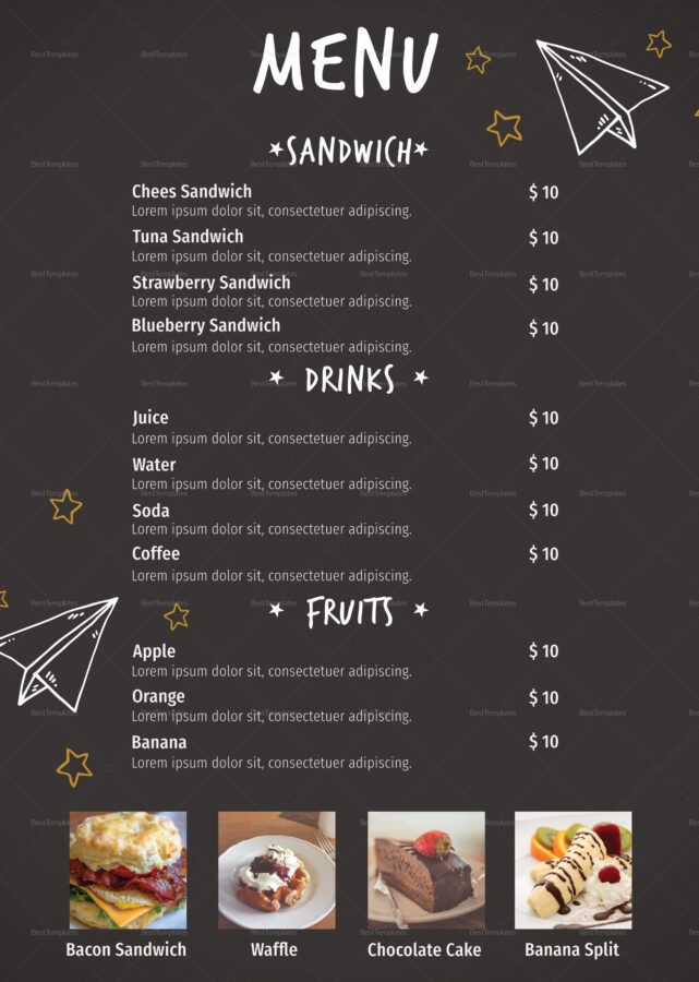 Sample School Canteen Menu Design Template In Psd Word Publisher School ...