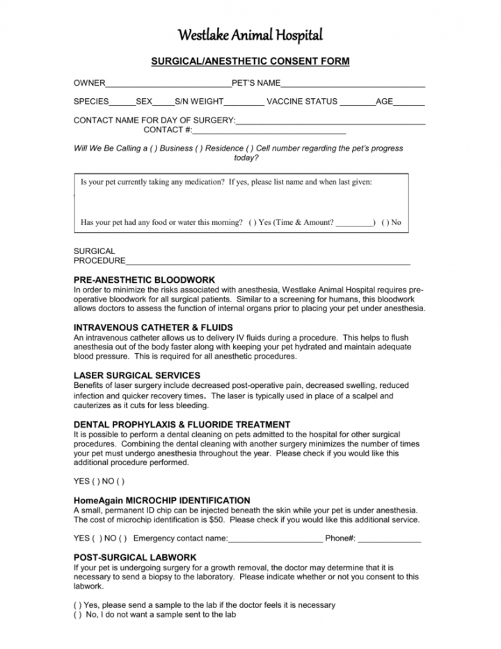 surgicalanesthetic consent form oral surgery consent form template