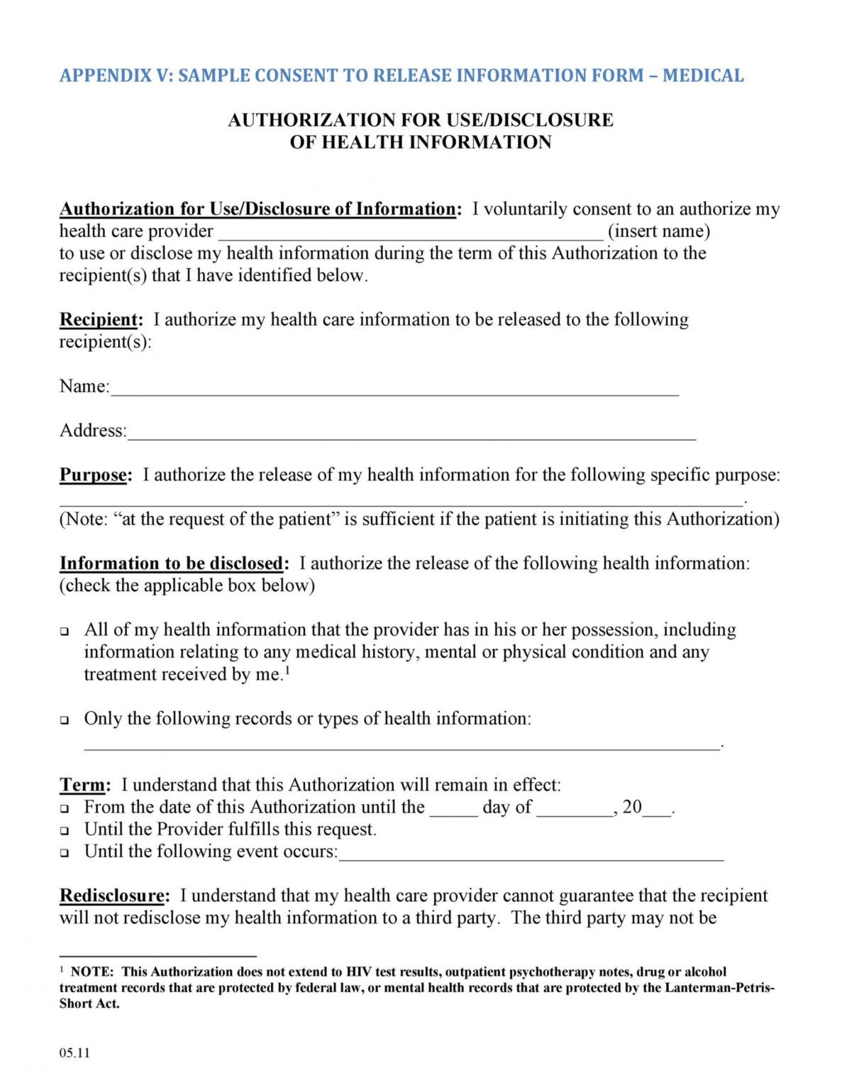 30 Medical Release Form Templates Templatelab Mental Health Release Of Information Form 8795