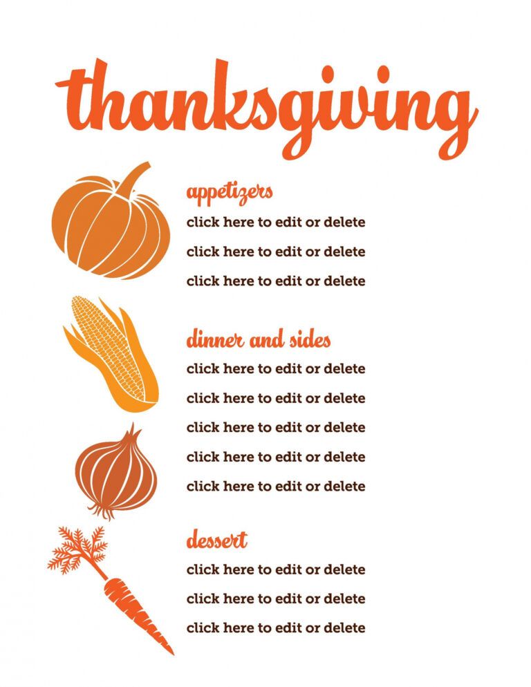 Thanksgiving Day Menu Template