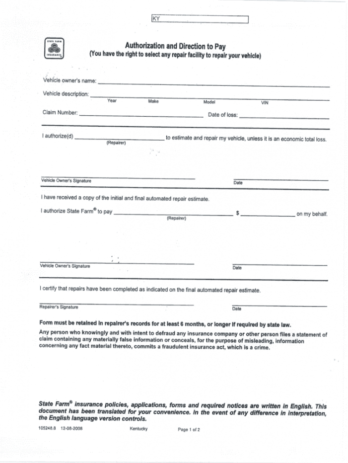 authorization to repair form pdf  fill online printable repair authorization form template
