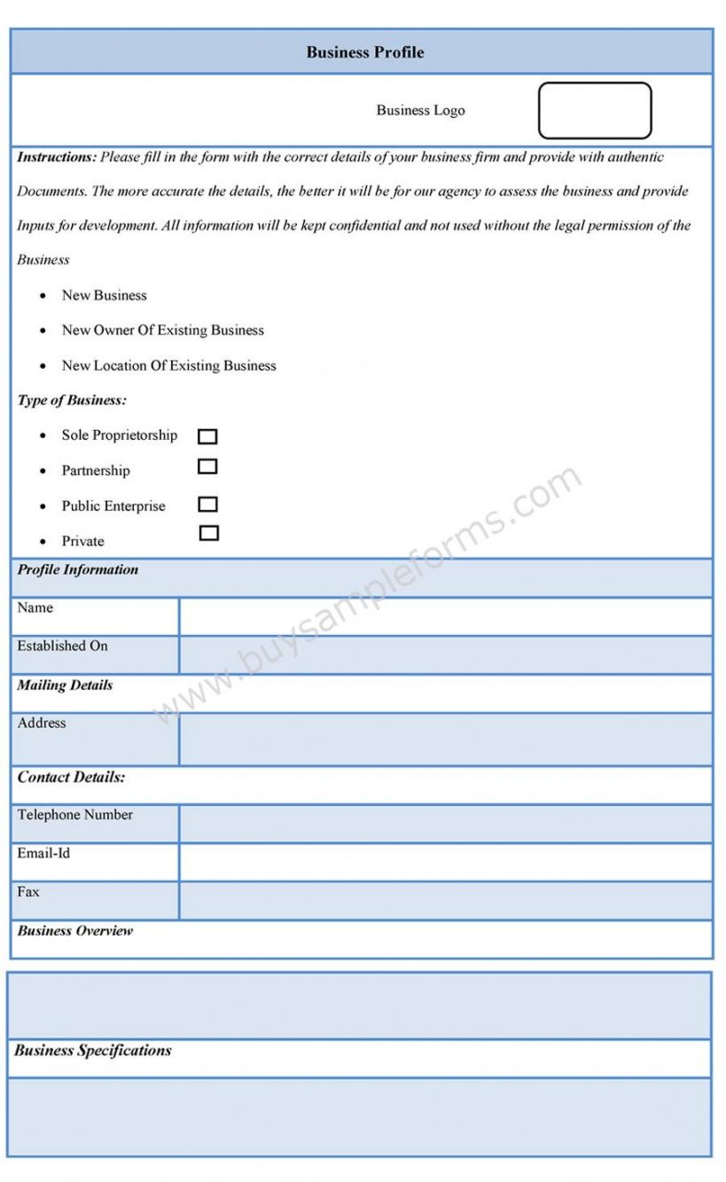 business profile form  sample forms company details form template sample
