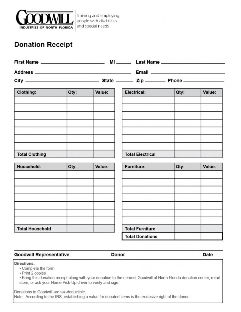 Clothing Donation Form Template