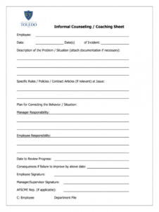 editable counseling form  fill online printable fillable blank employee coaching form template pdf