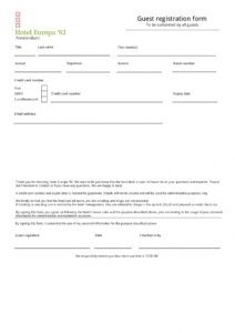editable free 11 registration forms  patient registration form hotel guest registration form template doc