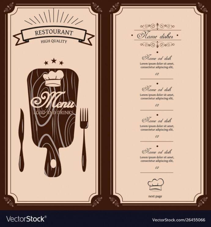 Editable Restaurant Menu Template Menu Brochure Royalty Free Vector Bar ...