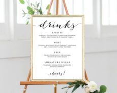 editable wedding drinks menu template wedding bar menu template sample