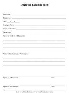 Employee Coaching Form Template