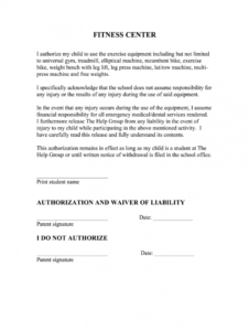 fitness waivers  fill online printable fillable blank fitness waiver form template example