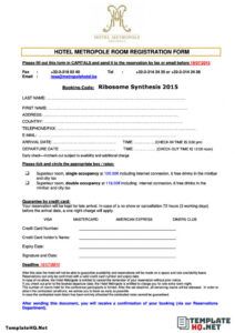 free 4 best hotel registration form  template hq hotel guest registration form template example