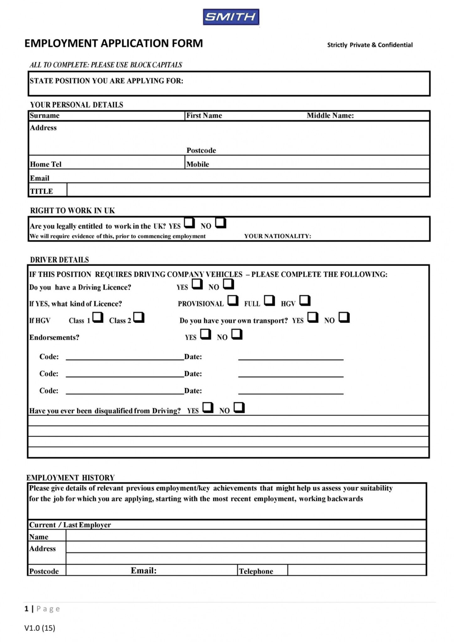 Free 50 free employment job application form templates child care
