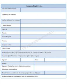 free company registration form  sample forms company details form template