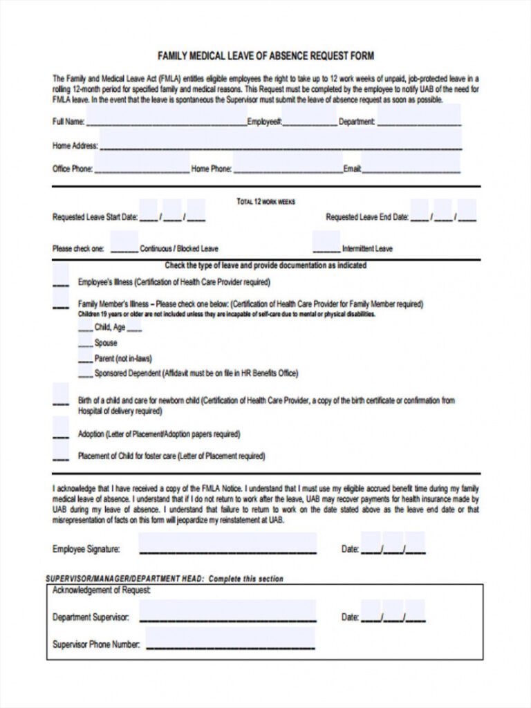 Free Free 31 Leave Request Forms In Pdf Ms Word Excel Medical Leave Of Absence Form Template 8662