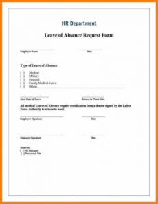 free leave of absence form template ~ addictionary medical leave of absence form template doc