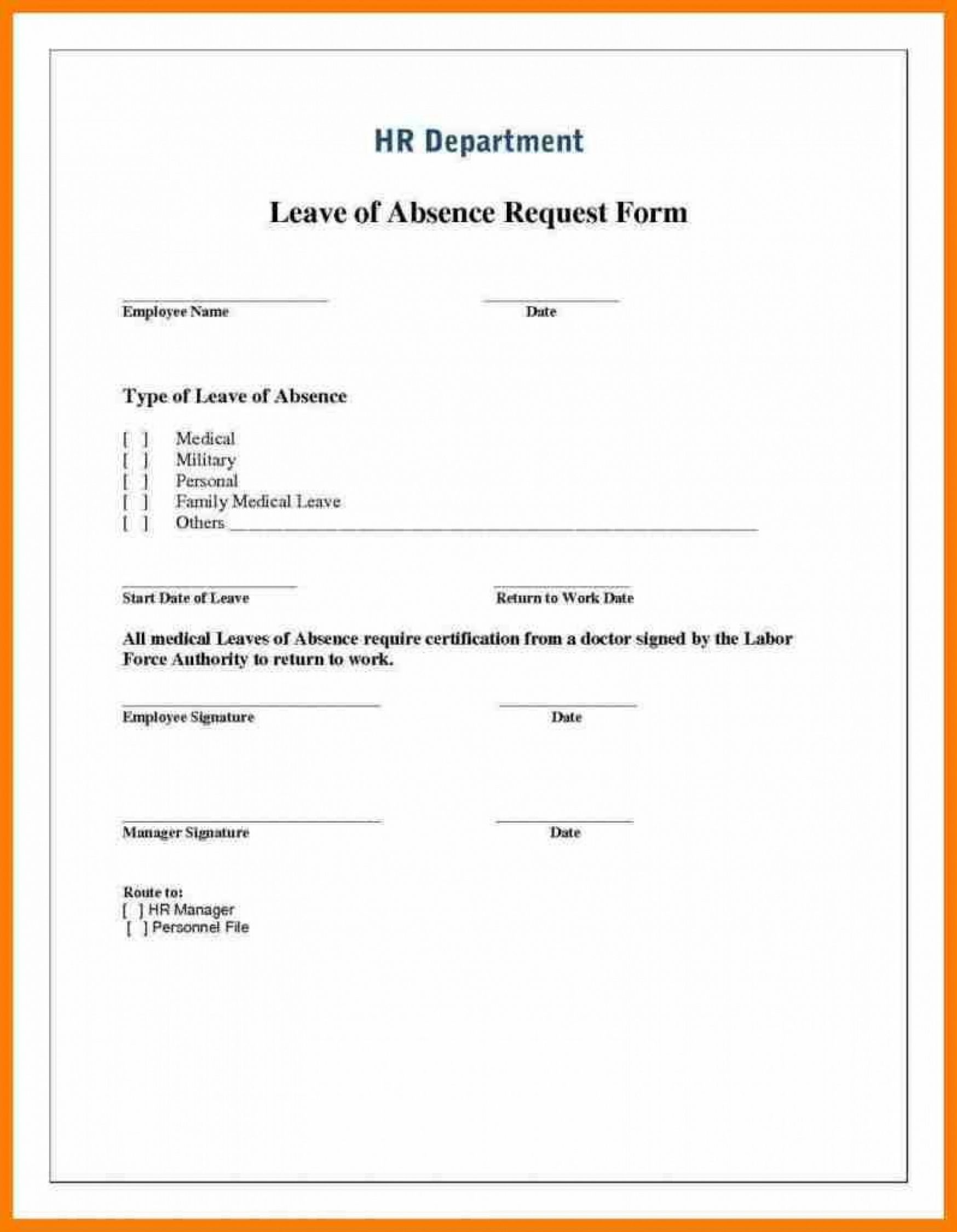 Free Leave Of Absence Form Template Addictionary Medical Leave Of