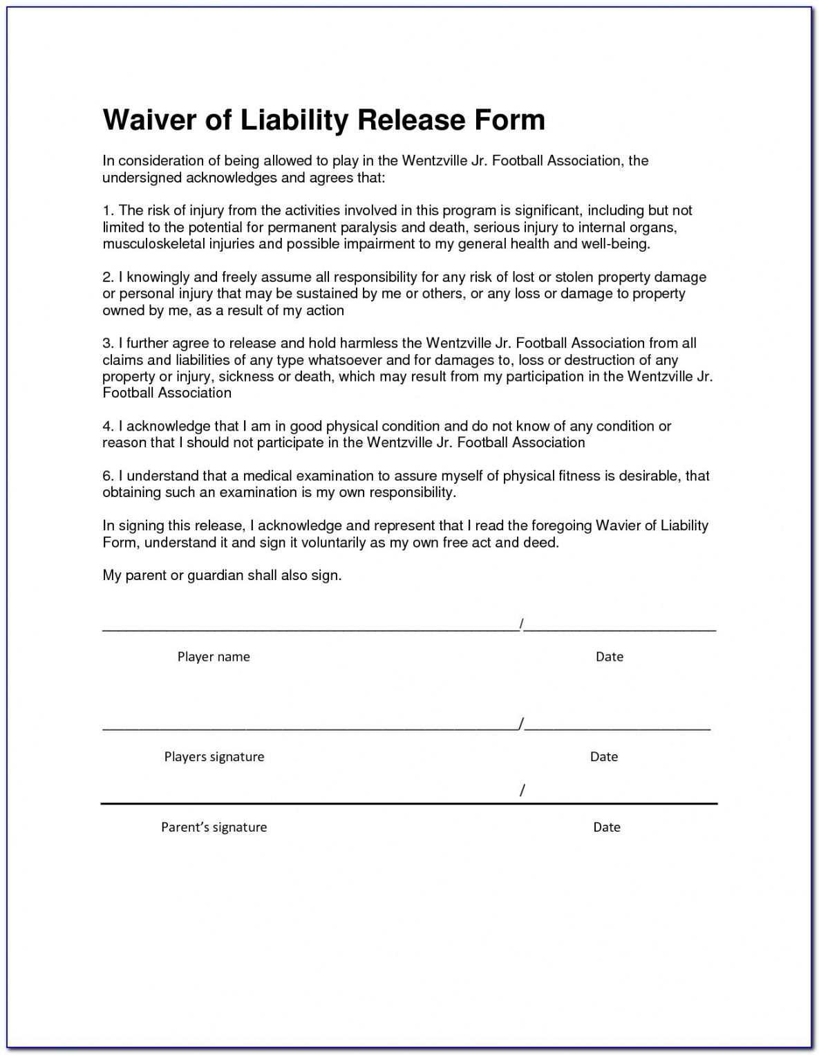 Free Liability Waiver Form Free Vincegray2014 Fitness Waiver Form