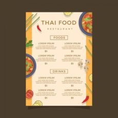 free plantilla de vector de menú de comida de tailandia thai restaurant menu template pdf