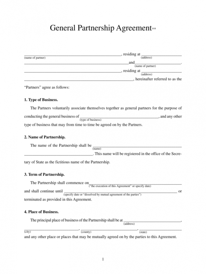 Free Printable Partnership Agreement Pdf Fill Online Printable ...