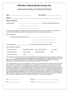 free release of information form  fill online printable mental health release of information form template pdf