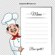 free smiling chef showing menu board menu chef takeout personal chef menu template sample
