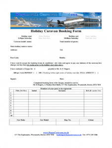 free static caravan booking form template  fill online party booking form template sample