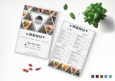 free triangle dinner menu design template in psd word publisher publisher menu template example