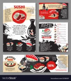 japanese seafood restaurant sushi menu template vector image sushi menu template word