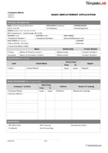 printable 50 free employment  job application form templates child care employment application form template doc