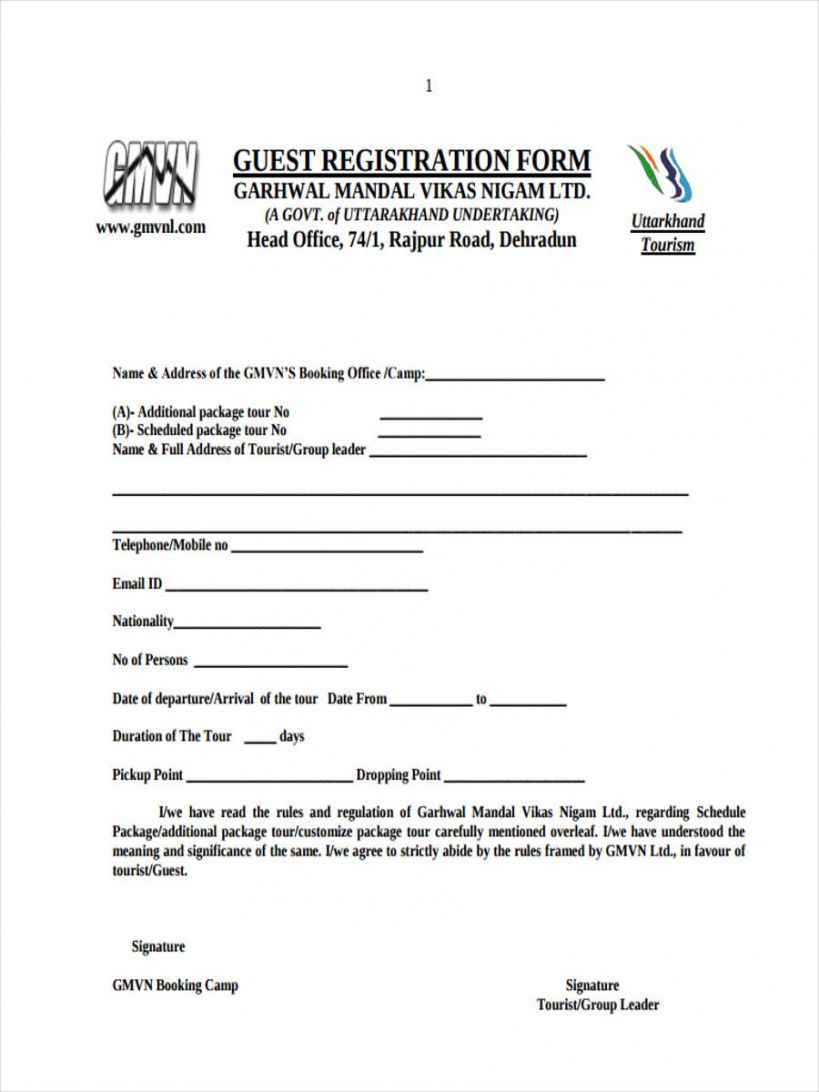 printable free 22 hotel registration forms in pdf  ms word hotel guest registration form template doc