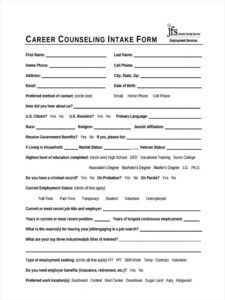printable free 9 counseling intake forms in pdf  ms word counseling client intake form template sample