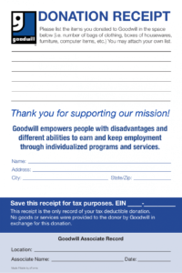 printable free goodwill donation receipt template  pdf  eforms clothing donation form template sample